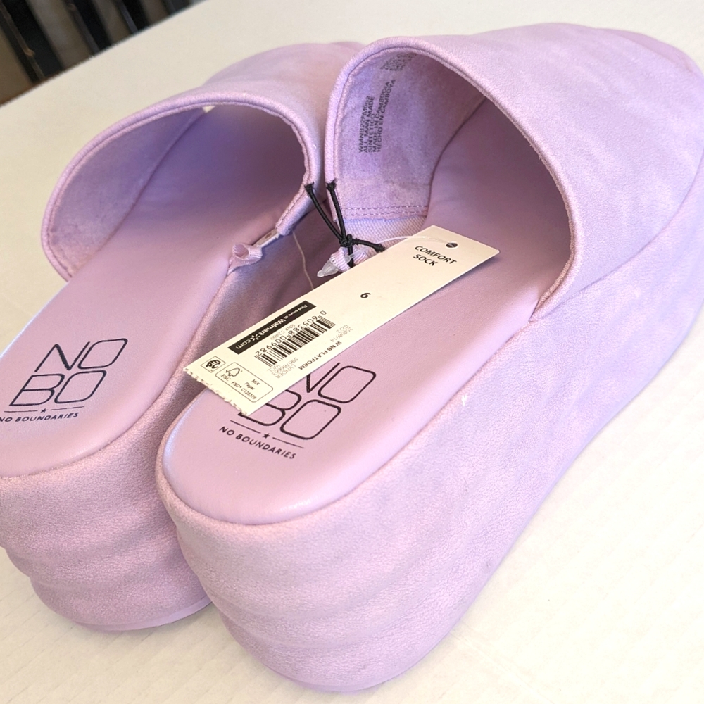 ✨NWT✨No Boundaries Open Toe Lavender Platform Sandals/Mules - Picture 5 of 5